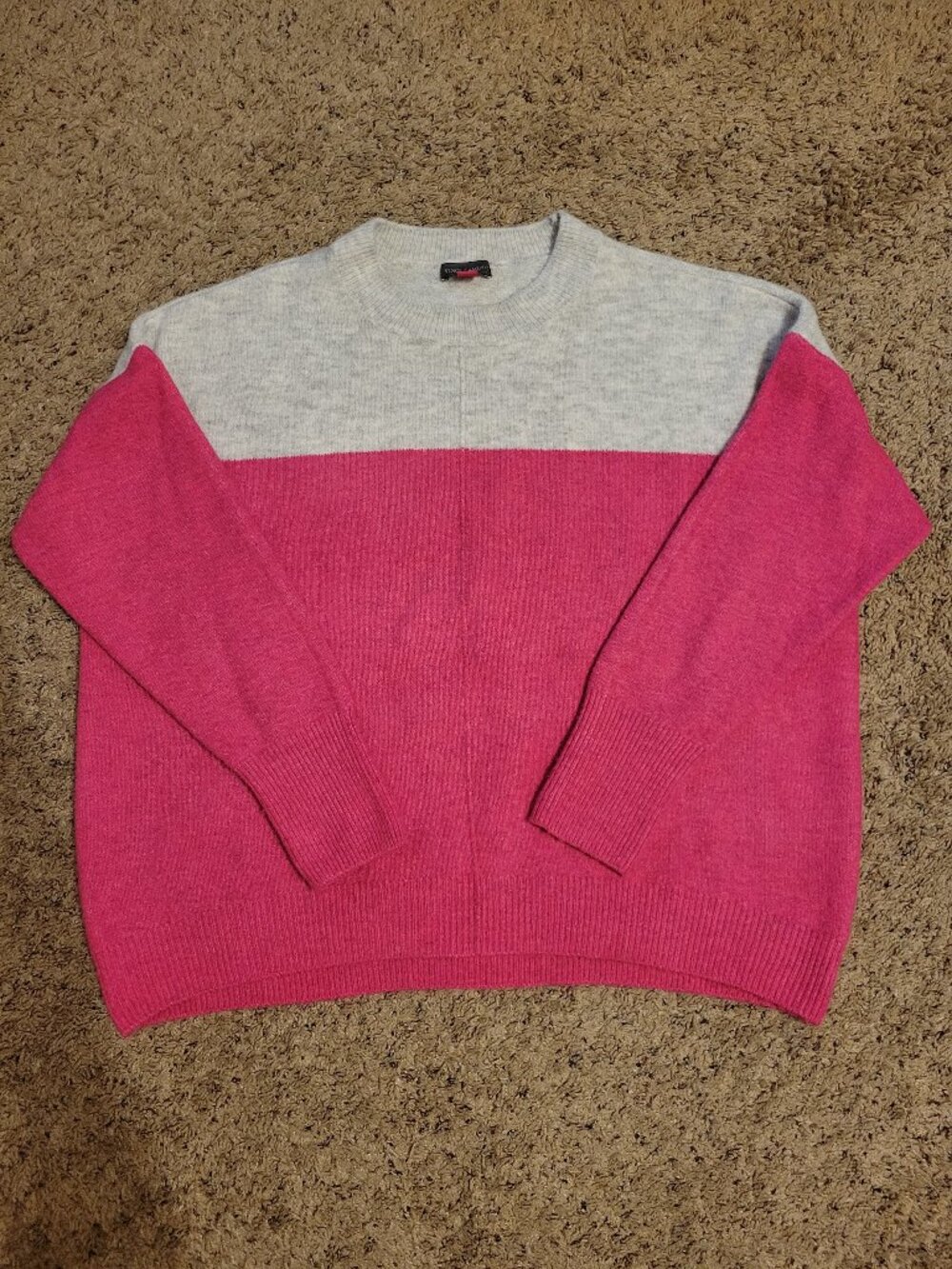 Vince Camuto Pink Gray Colorblock Sweater Medium